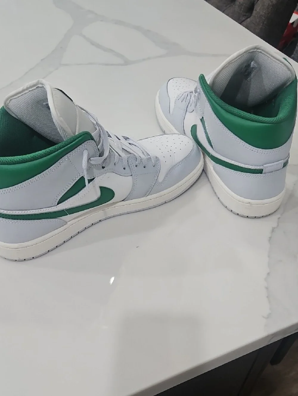 Jordan High-Top Sneakers in White and Green